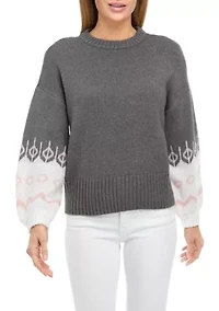 Petite Fairisle Sleeve Pullover Sweater