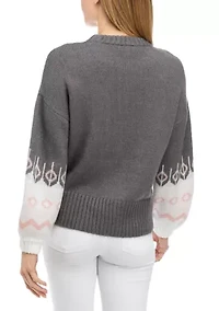 Petite Fairisle Sleeve Pullover Sweater