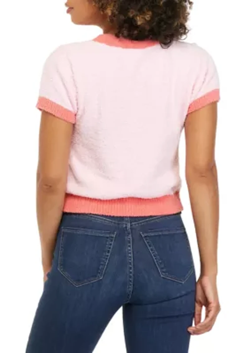 Juniors' Short Sleeve Cardigan