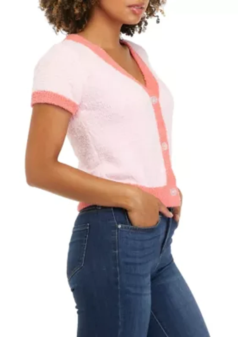 Juniors' Short Sleeve Cardigan