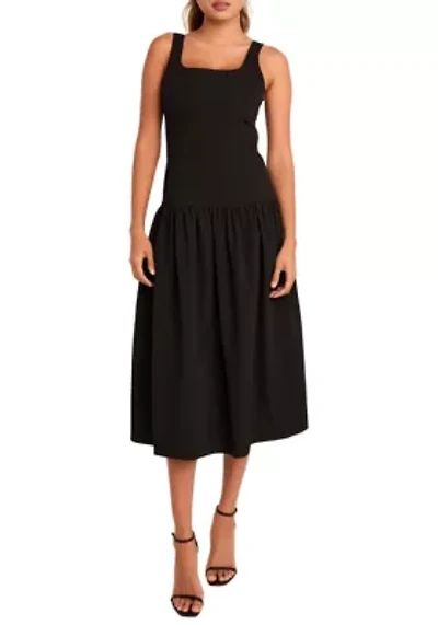 Drop Waist Peplum Midi Dress