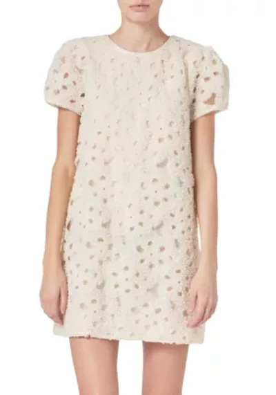 Pearl and Tulle Textured Mini Dress