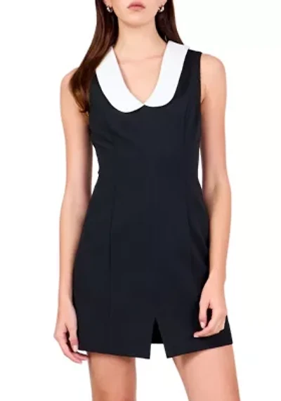 Contrast Shawl Lapel Mini Dress