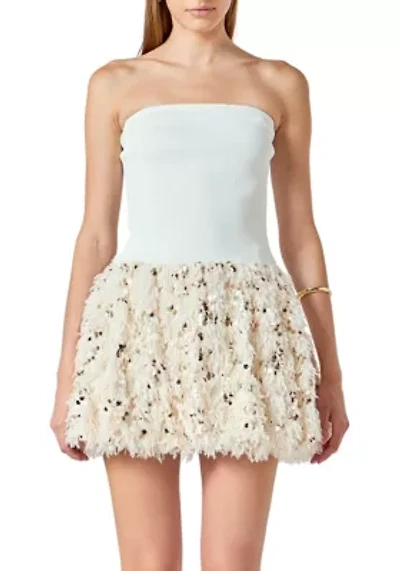 Feather Blouson Mini dress