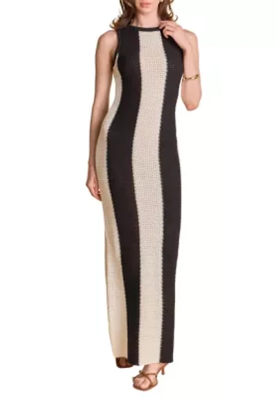 Vertical Stripe Fitted Maxi Dress
