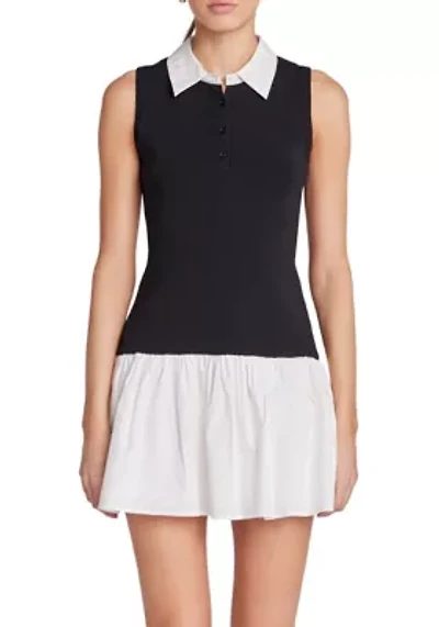 Mixed Media Cotton Polo Mini Dress