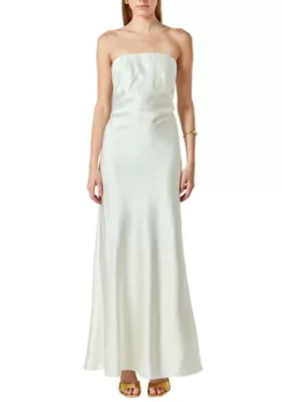 Strapless Satin Maxi Dress