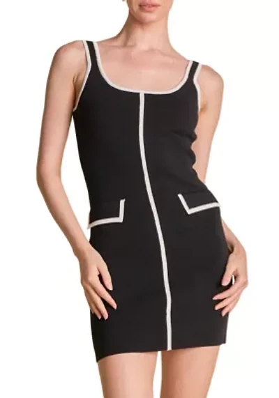 Contrast Square Neck Mini Knit Dress