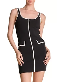 Contrast Square Neck Mini Knit Dress