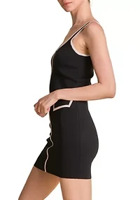 Contrast Square Neck Mini Knit Dress