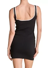 Contrast Square Neck Mini Knit Dress