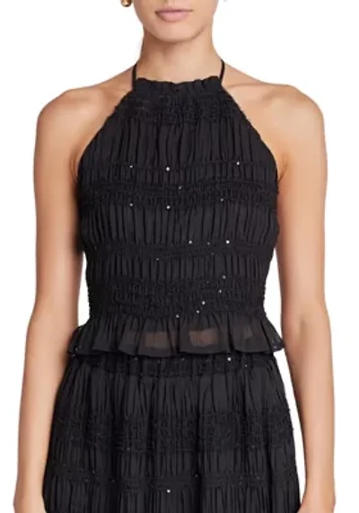 Chiffon Gathered Sequins Halter Top