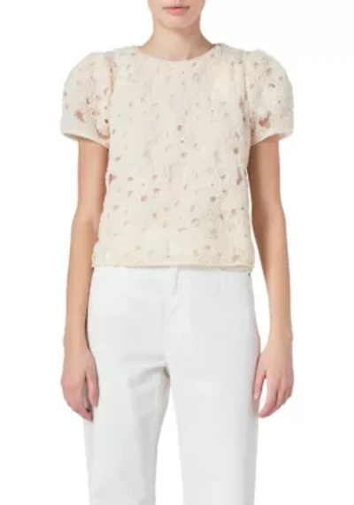 Pearl and Tulle Textured Top