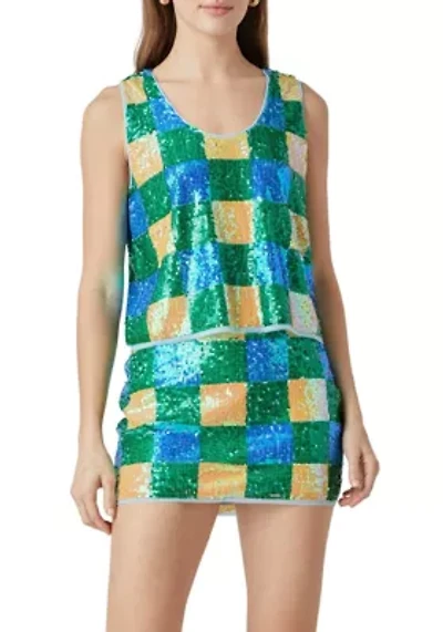Sequins Gingham Tank Top