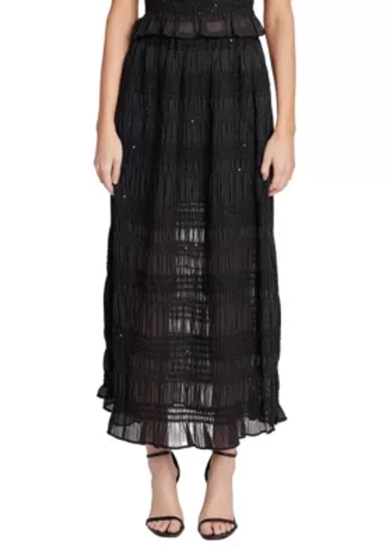 Chiffon Gathered Sequins Maxi Skirt
