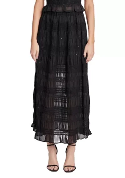 Chiffon Gathered Sequins Maxi Skirt
