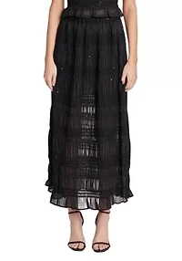 Chiffon Gathered Sequins Maxi Skirt