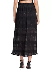 Chiffon Gathered Sequins Maxi Skirt