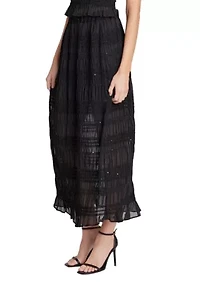 Chiffon Gathered Sequins Maxi Skirt