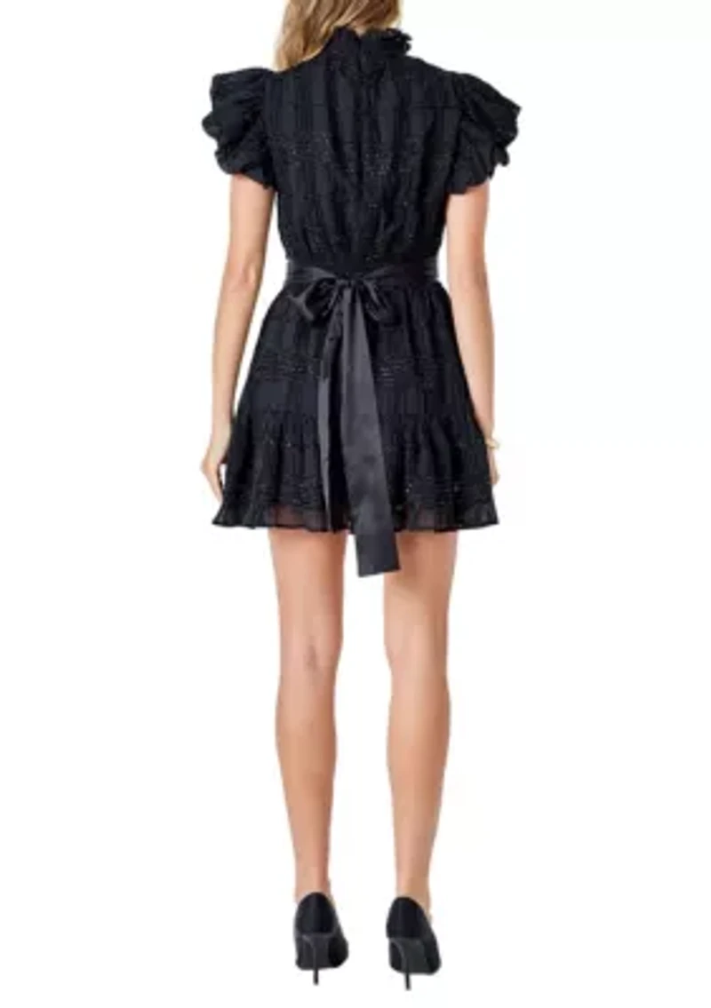 Chiffon Belted Mini Dress