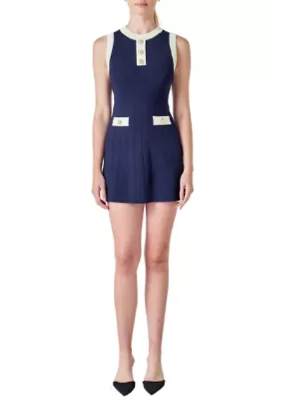 Contrast Knit Mini Dress