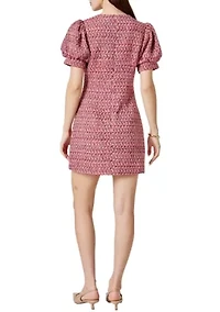 Tweed Puff Sleeve Mini Dress