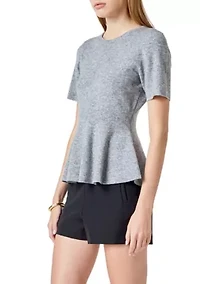 Wool Blend Peplum Sweater Knit Top