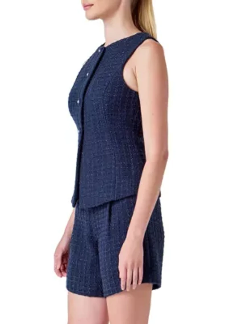 Tweed Buttoned Sleeveless