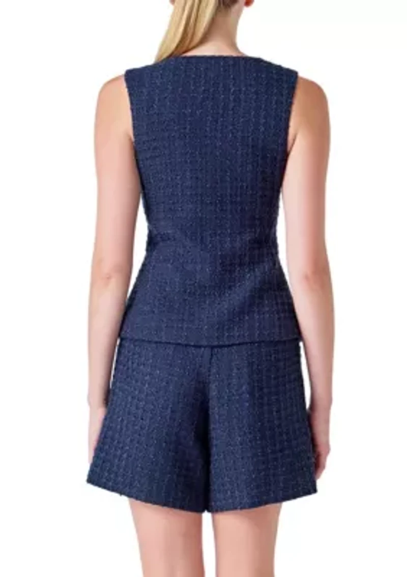 Tweed Buttoned Sleeveless