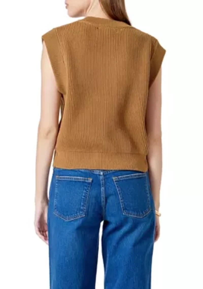 Sleeveless Knit Buttoned Vest Top