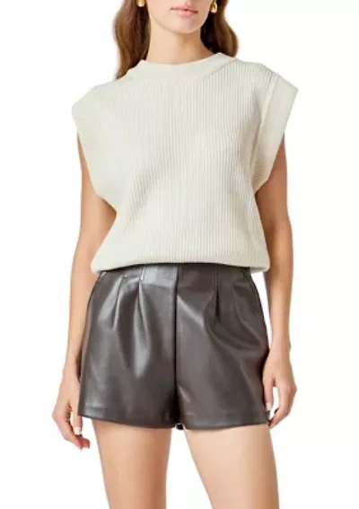 Sleeveless Round neck Vest Knit Top