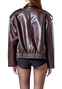 VEGAN LEATHER OVERSIZED JACKET