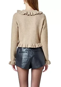 Ruffled V-Neck Cardigan