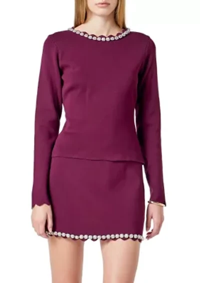 Long sleeve jewel top