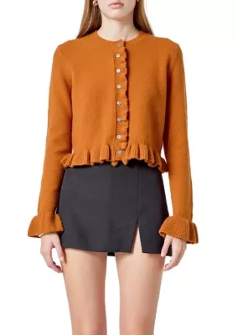 Ruffle Cropped Cardigan