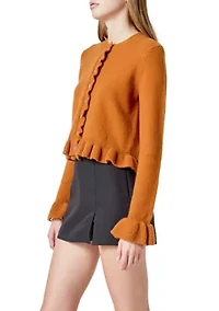 Ruffle Cropped Cardigan