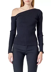 One Shoulder Ribbed Top