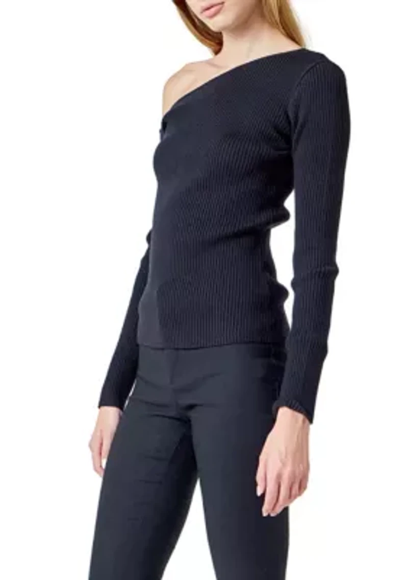 One Shoulder Ribbed Top