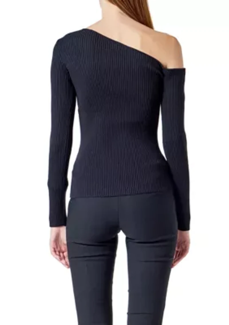 One Shoulder Ribbed Top