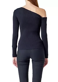 One Shoulder Ribbed Top