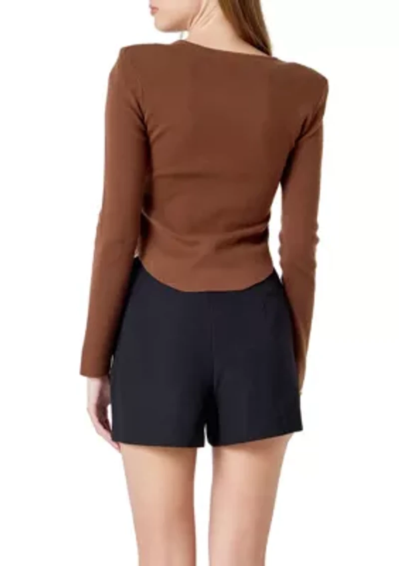 Shoulder Pad Knit Top