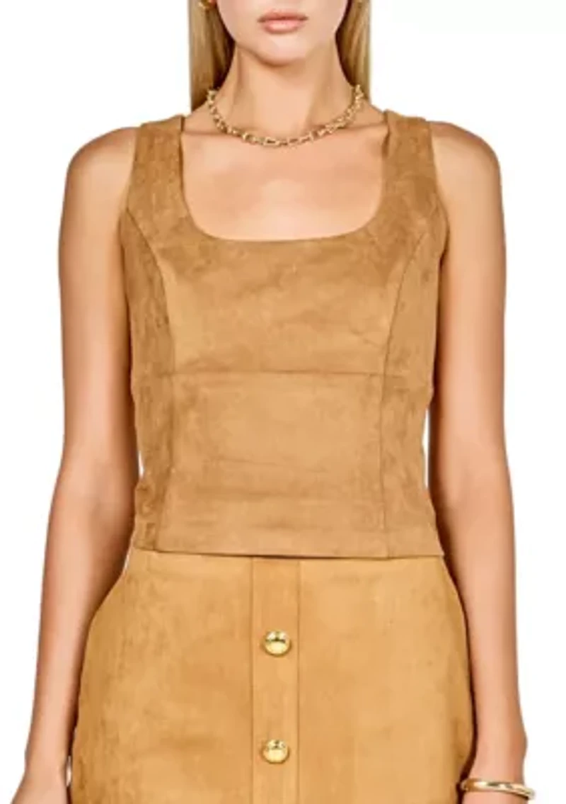 Suede Scoop neck Top