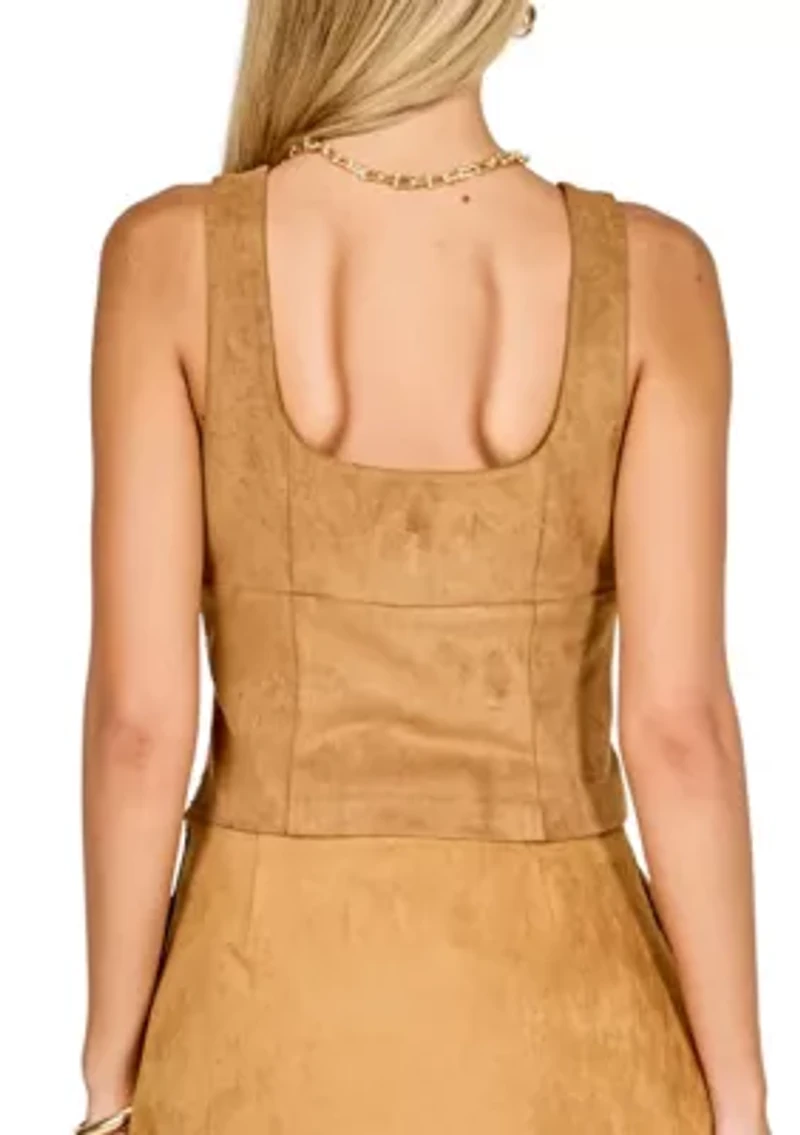 Suede Scoop neck Top