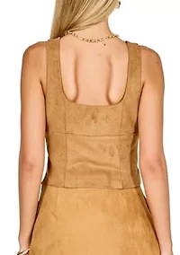 Suede Scoop neck Top