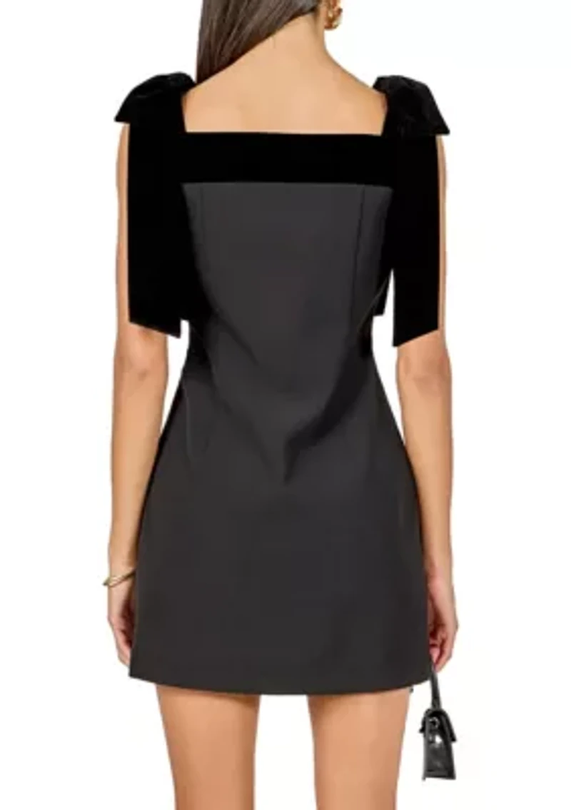 VELVET DETAIL MINI DRESS