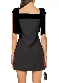 VELVET DETAIL MINI DRESS