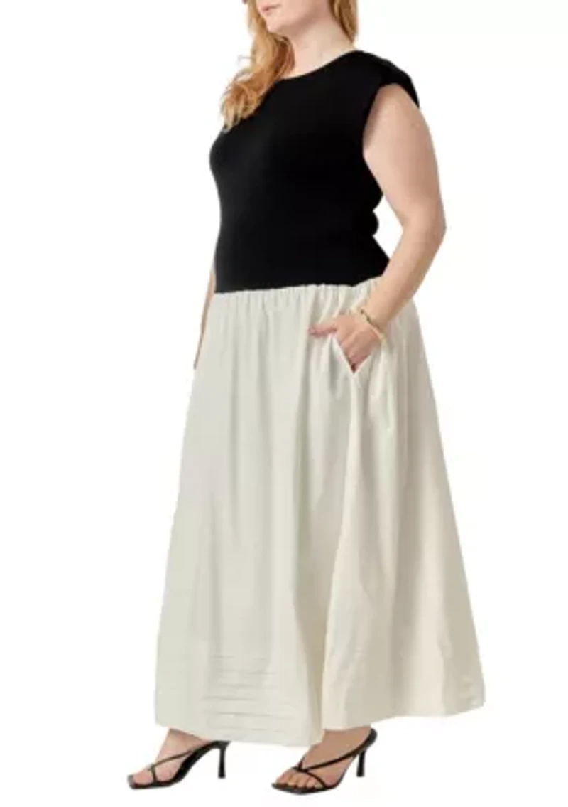 Mix Media Knit Midi Dress