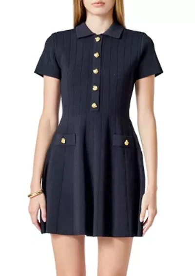 Jewel Buttoned Knit Mini Dress