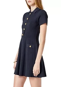 Jewel Buttoned Knit Mini Dress