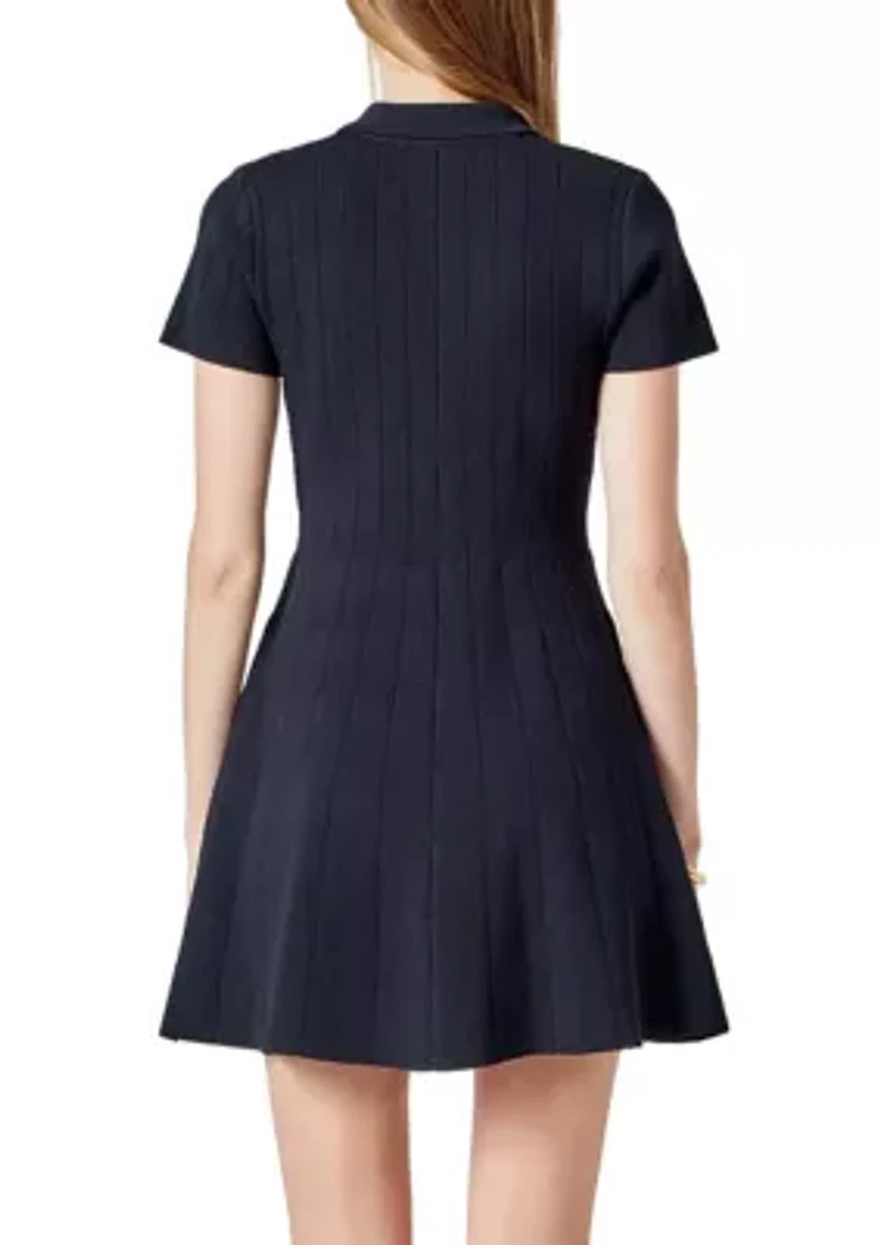 Jewel Buttoned Knit Mini Dress